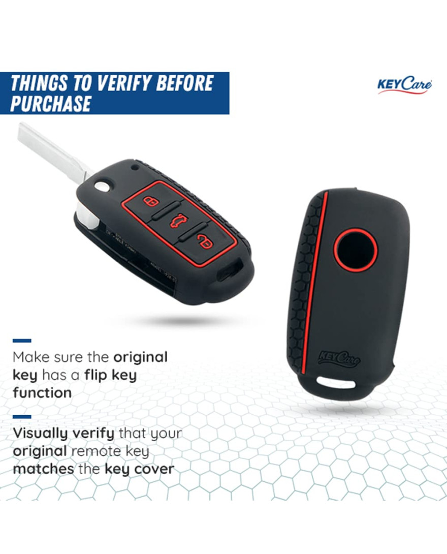 Keycare Silicon key cover fit for Polo, Vento, Jetta, Ameo 3b flip key | KC13 | Black